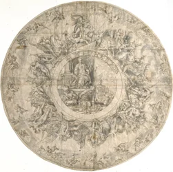 Entwurf für einen Zierteller, der den Triumph Venedigs über die Türken zeigt